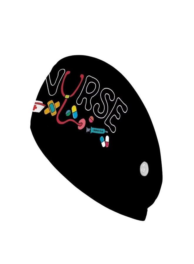 LedBack Wide Headbands for Nurse Non Slip Head Bands for Women's Hair Men Turban Surgical Caps Medical Assistant Black Headband with Buttons for Mask - Image 1